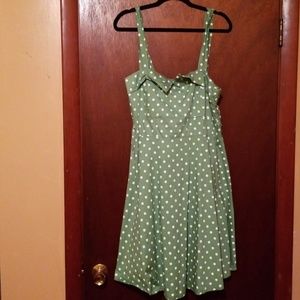 Apple green polka dot pinup dress 2x